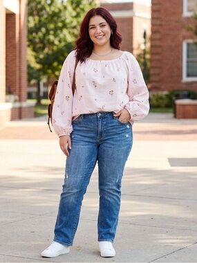 A.N.A. Women's Pink Floral Long Sleeve Blouse Size 0X Plus NWT